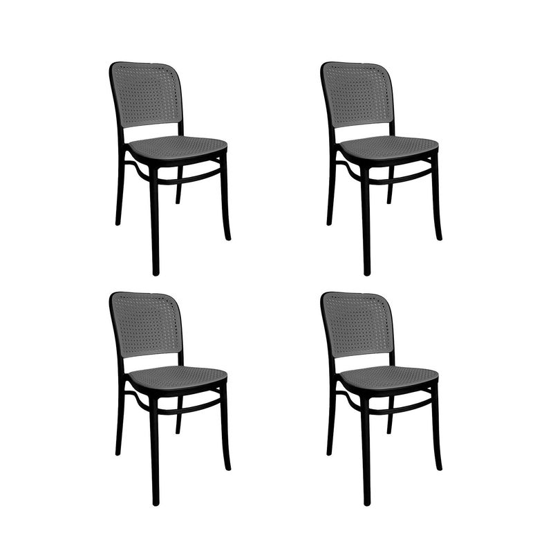 GLOBAL LATIN GROUP - Pack 4 Sillas De Comedor Con Agujero Arya - Negro
