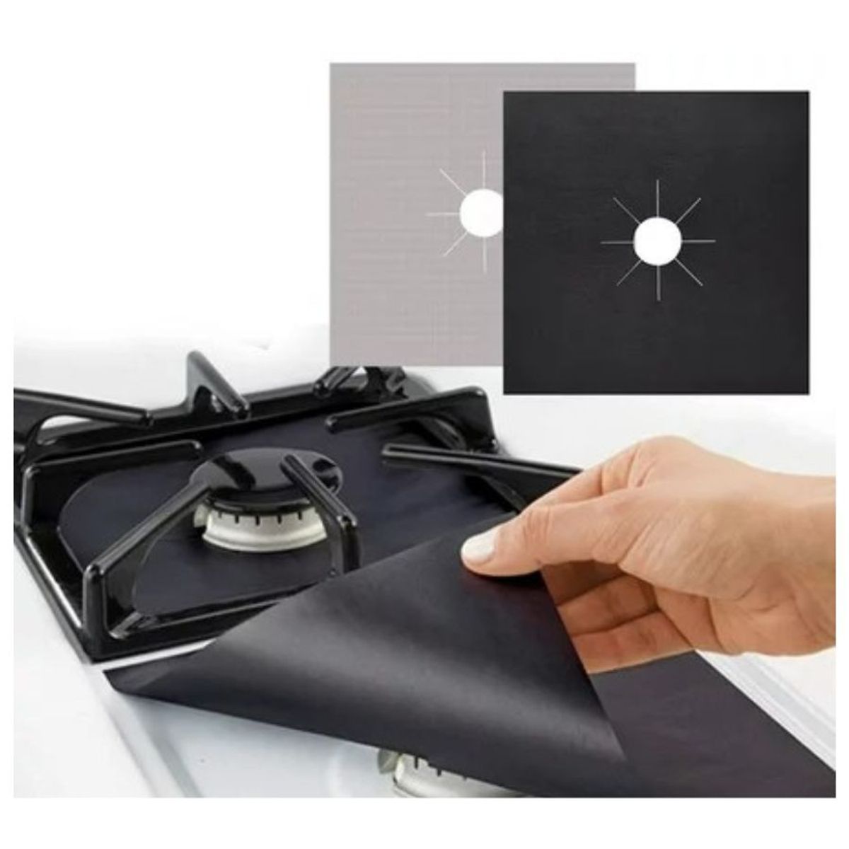 GENERICO - Pack 4 Papel Aluminio Laminas Protector Cocina Estufa Fogón Negro