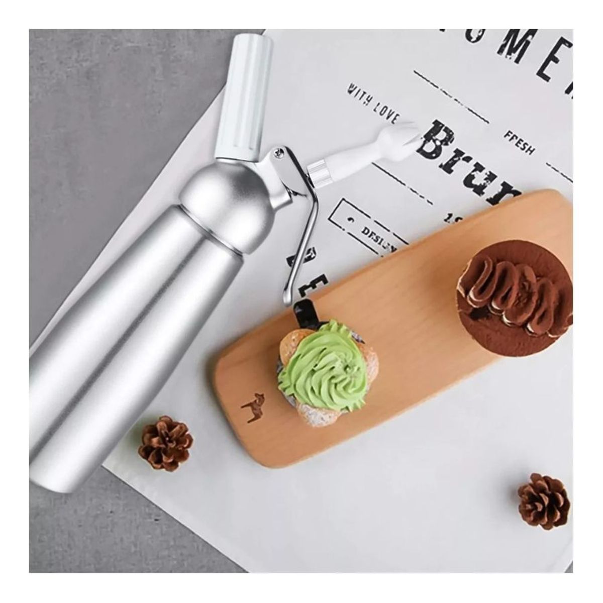 GENERICO - Sifon Crema Batida Dispensador Chantilly De Acero Inoxidable