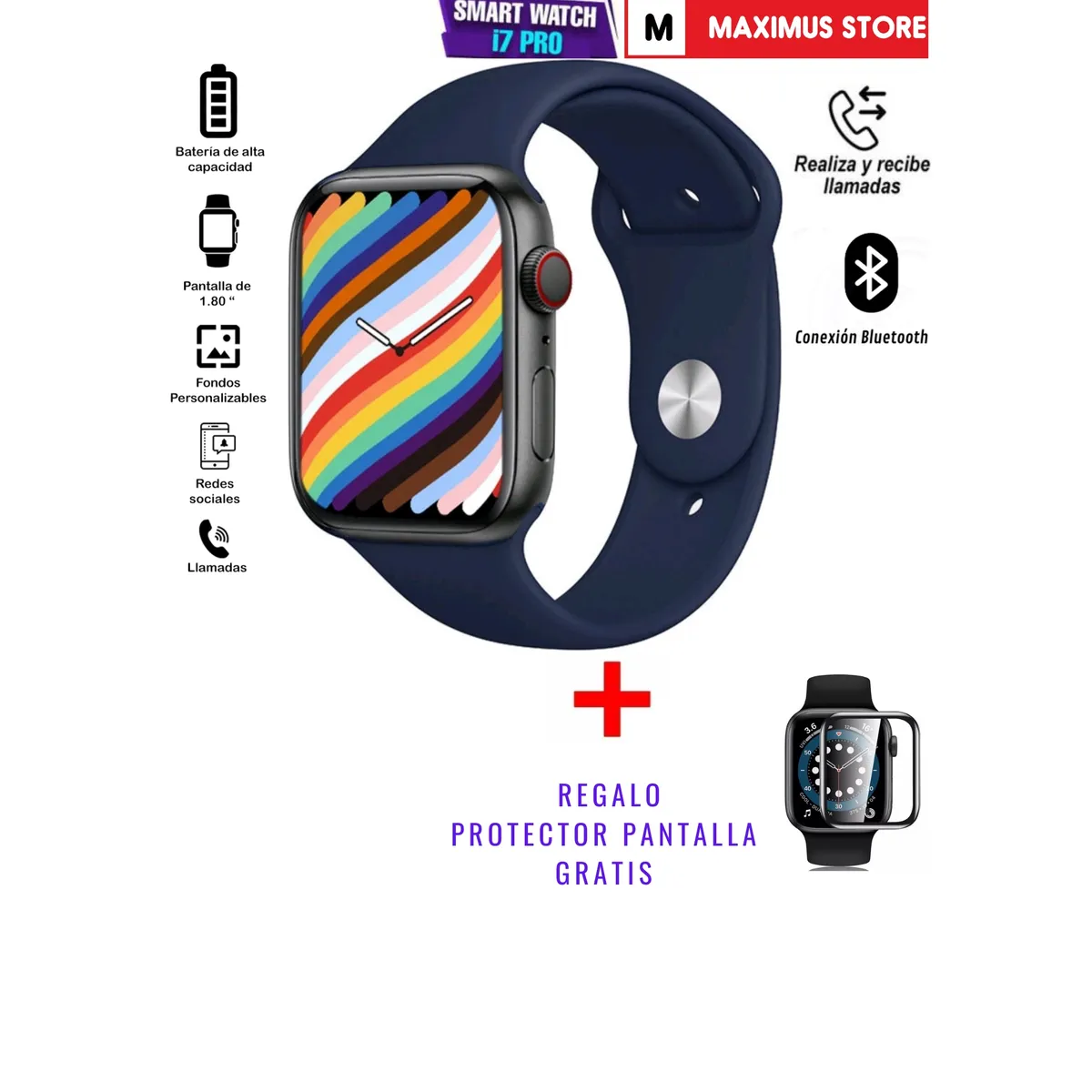 GENERICO - Reloj inteligente smartwatch i7promax Azul SERIE 7 / Realiza Llamadas