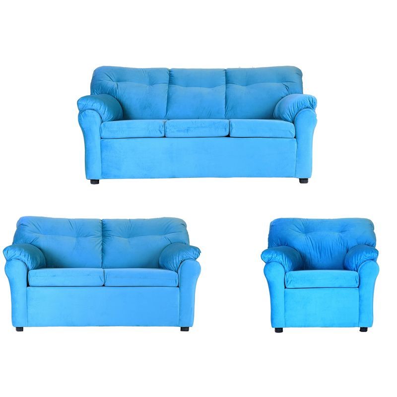 MUEBLES AMERICA - Living América 321 Tela Felpa Turquesa
