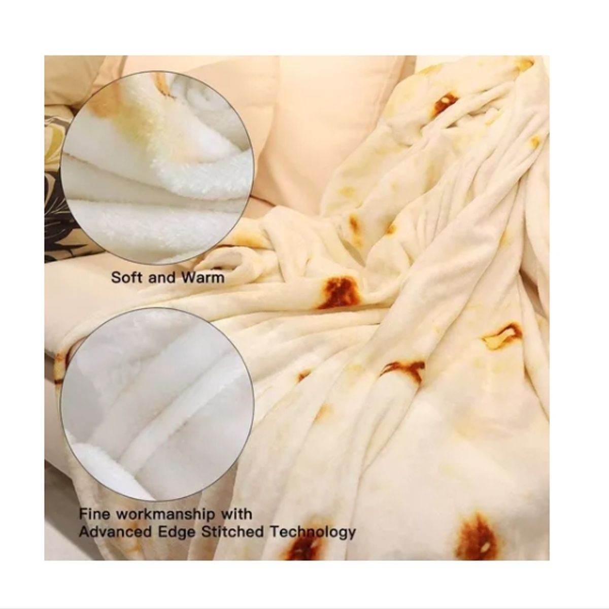 OFERTABKN - Manta De Tortilla De Franela Redonda 200cm Diametro