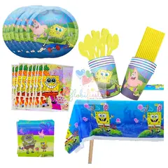 GENERICO - Pack Cotillón Cumpleaños Bob Esponja 10 Personas - Globifiesta