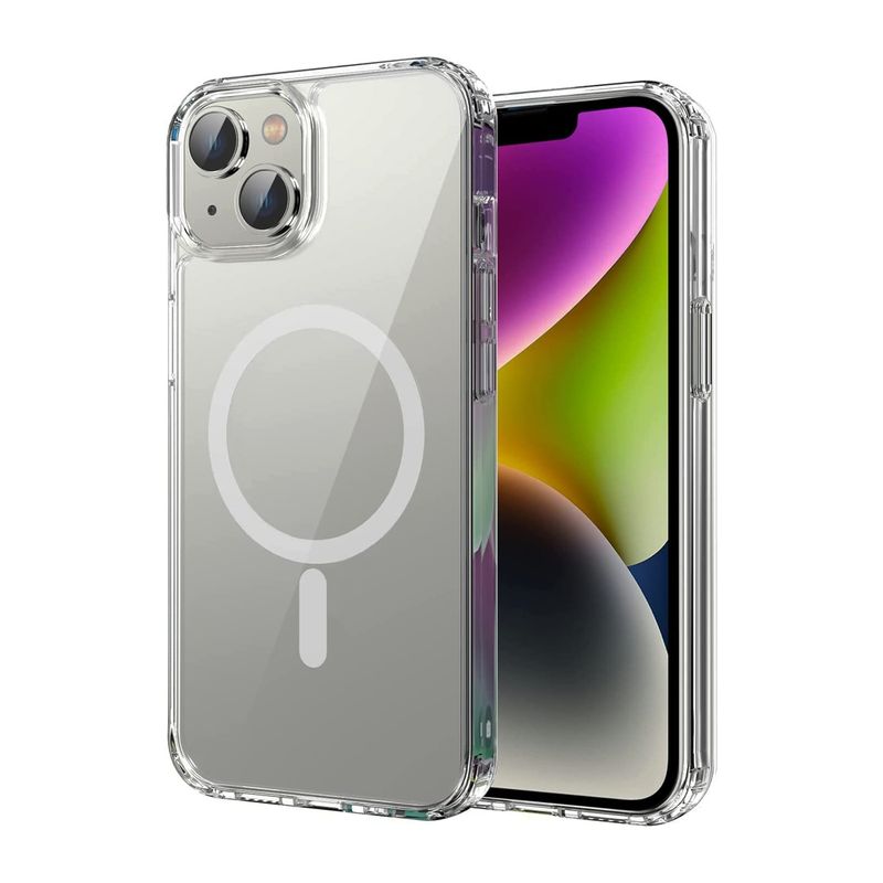 XUNDD - Carcasa para iPhone 14 Plus MagSafe Transparente Reforzada