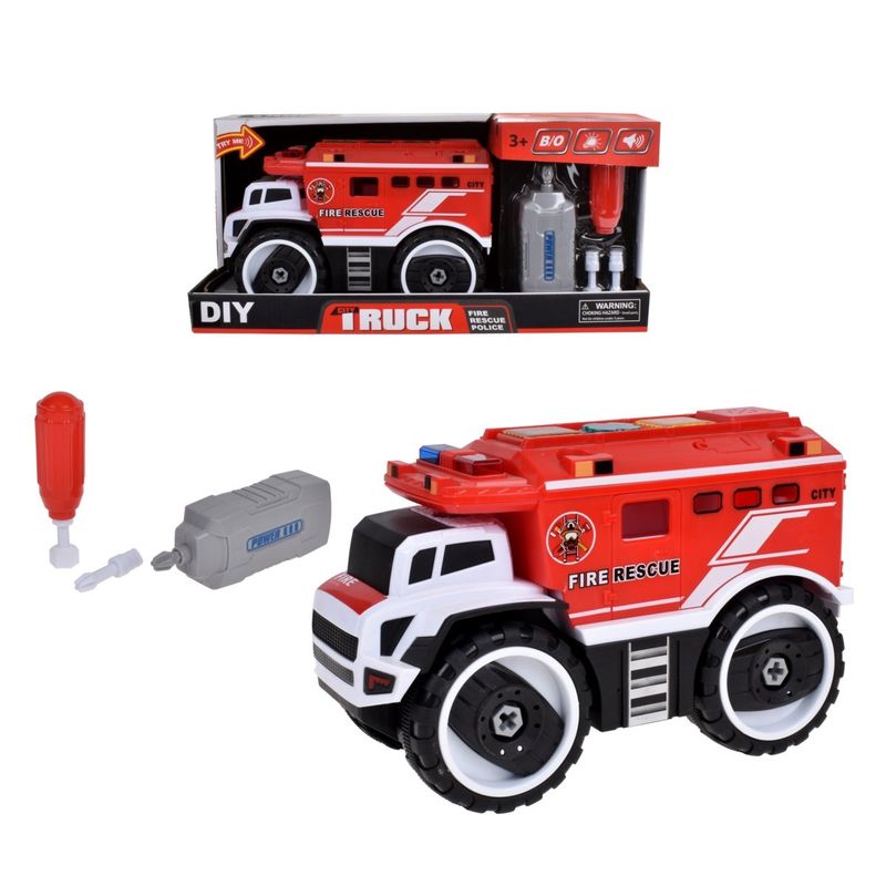 ANSALDO - Carro Bomba Armable De 24 Cms Con Luces, Sonido Y Taladro