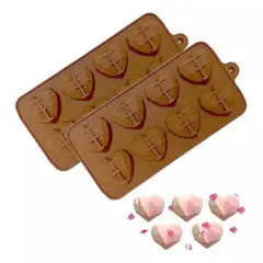 GENERICO - X2 Molde Mini Corazon Diamante Molde Mini Corazón Geometrico 8
