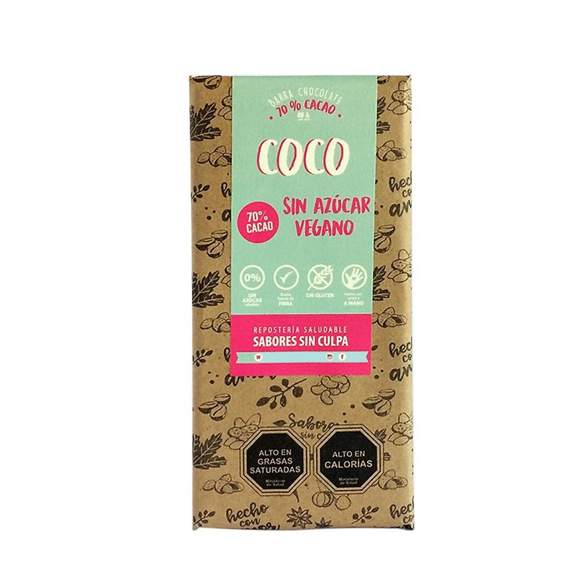 SABORES SIN CULPA - Chocolate Amargo Cacao con Coco Vegana SABORES SIN CULPA