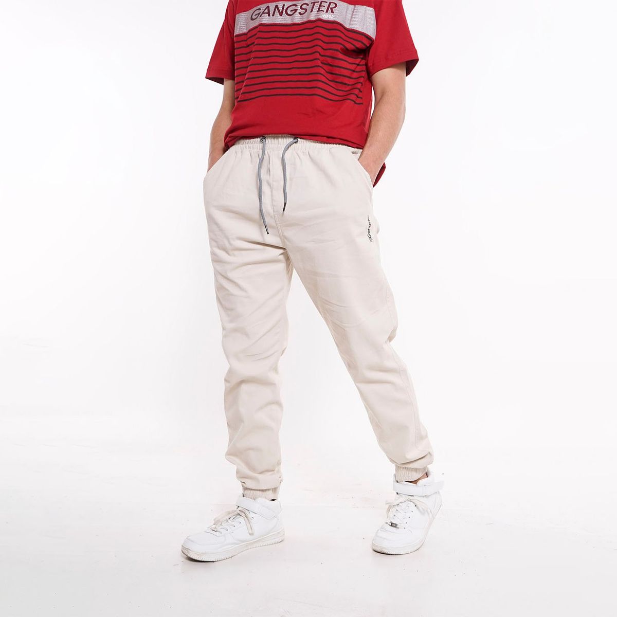 GANGSTER - Pantalon Jogger Canvas Over Beige Gangster