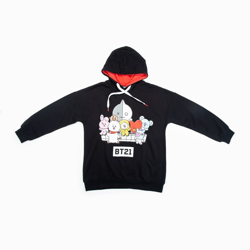 BT21 - Poleron Niña Amigos Negro Bt21