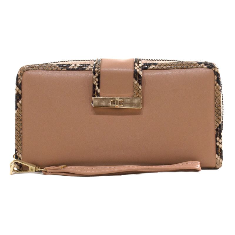 MAILEA - Billetera grande ribete piton mujer camel