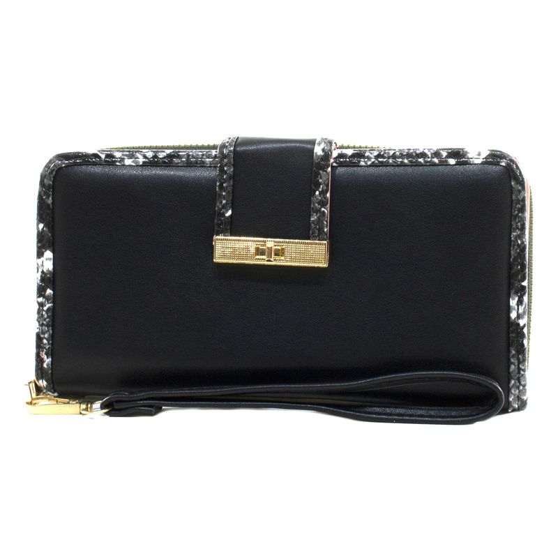MAILEA - Billetera grande ribete piton mujer negro