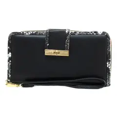 MAILEA - Billetera grande ribete piton mujer negro