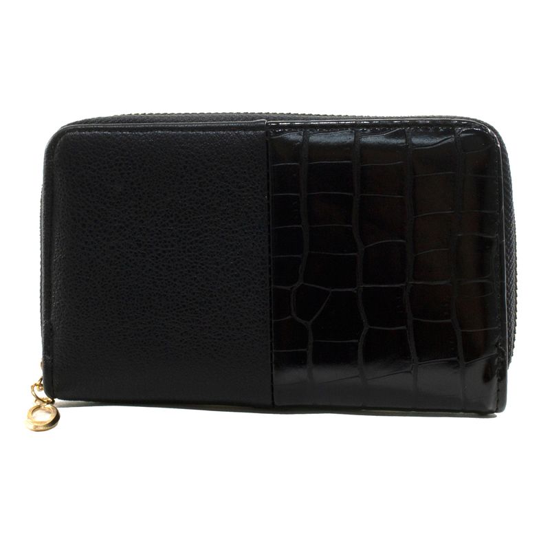 MAILEA - Billetera mediana 2 materiales mujer negro