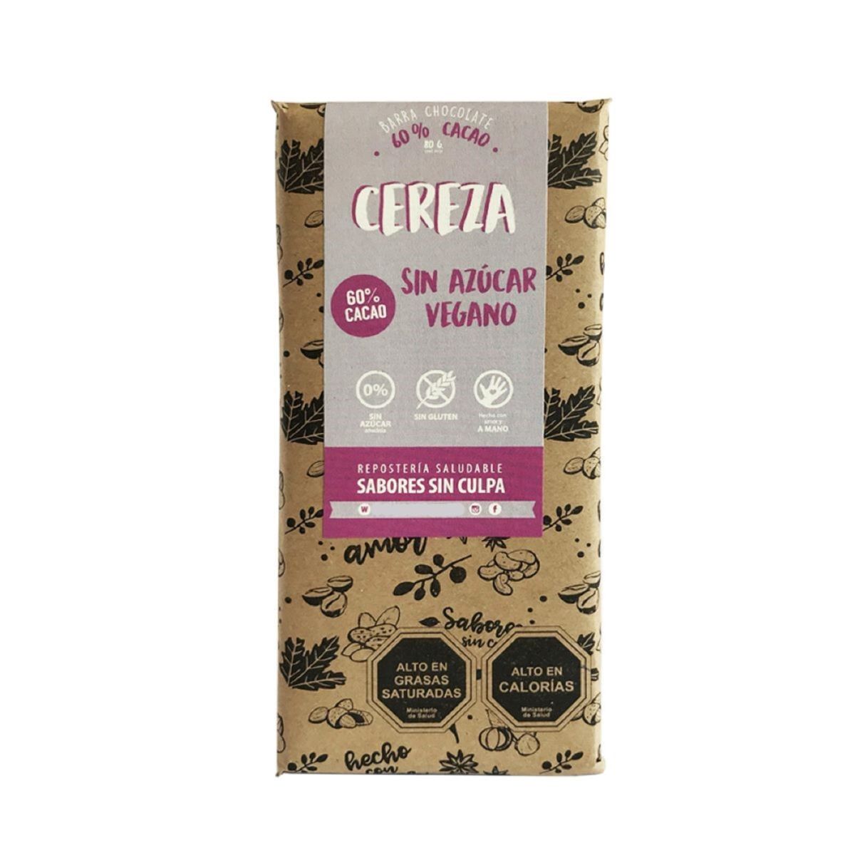 SABORES SIN CULPA - Chocolate Cacao con Cerezas Vegana SABORES SIN CULPA