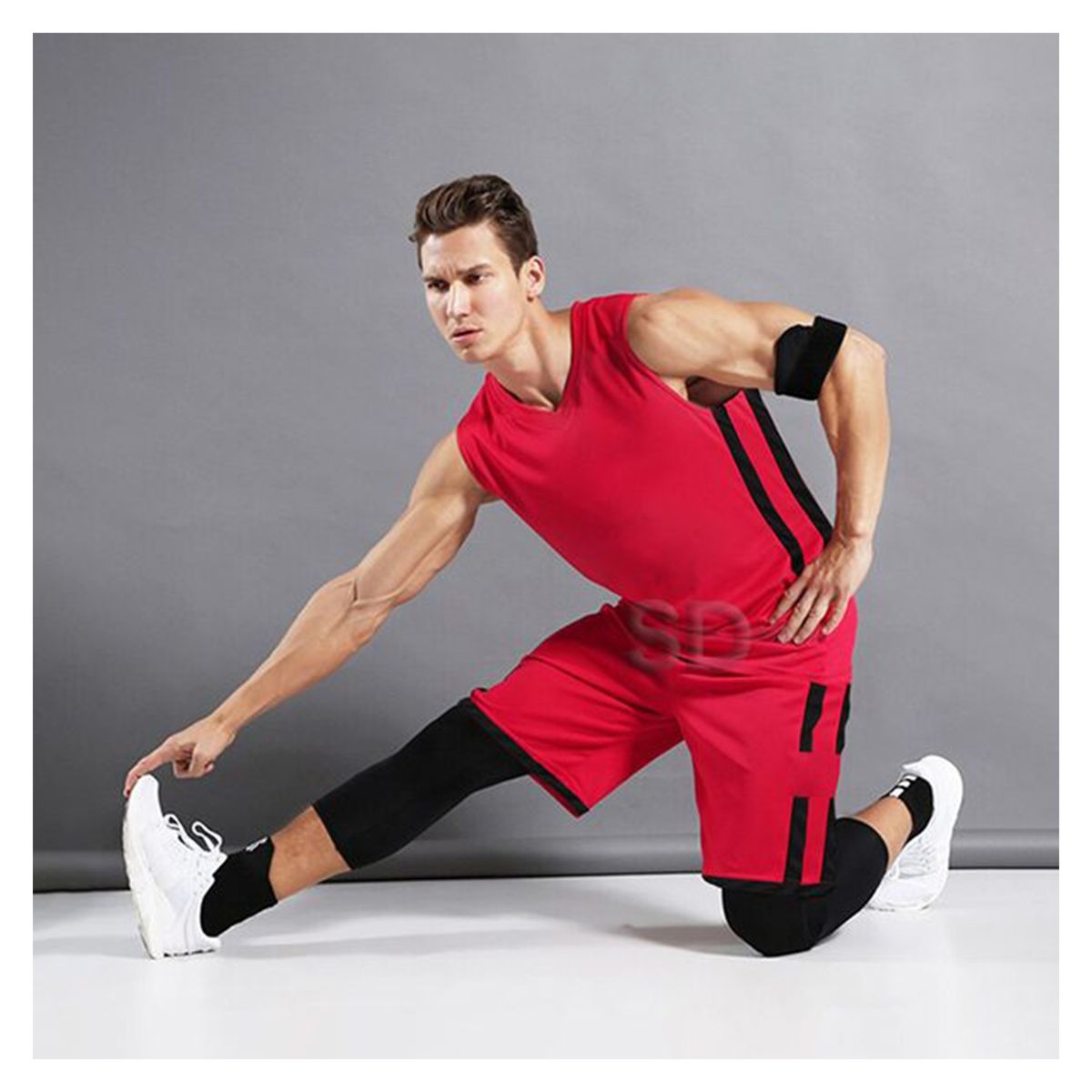 SDFIT - Uniforme de Basketball Unisex Diseño 206580 / (Rojo / Negro) Talla L…