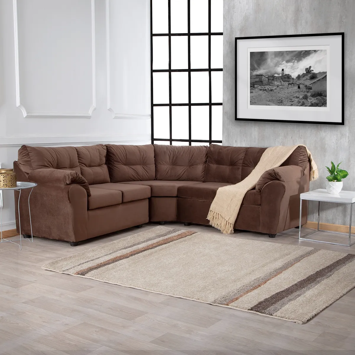 MUEBLES MPR - Sofá Seccional Alerce Felpa 2-1-2