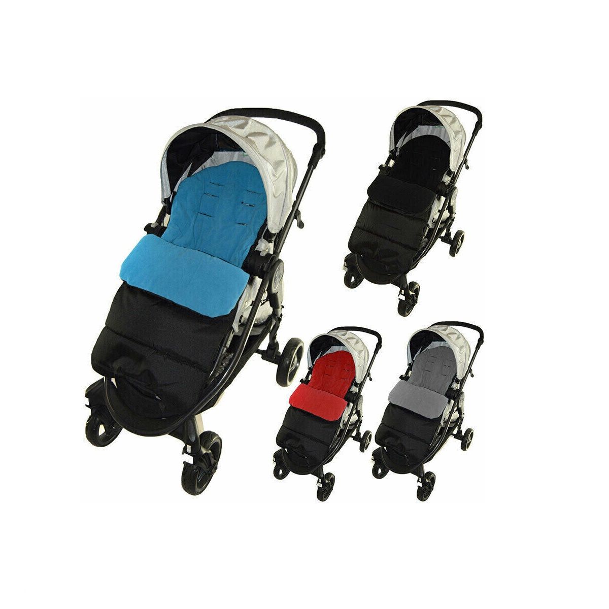 GENERICO - Saco Para Coche de Bebé Impermeable Con Forro Polar Negro