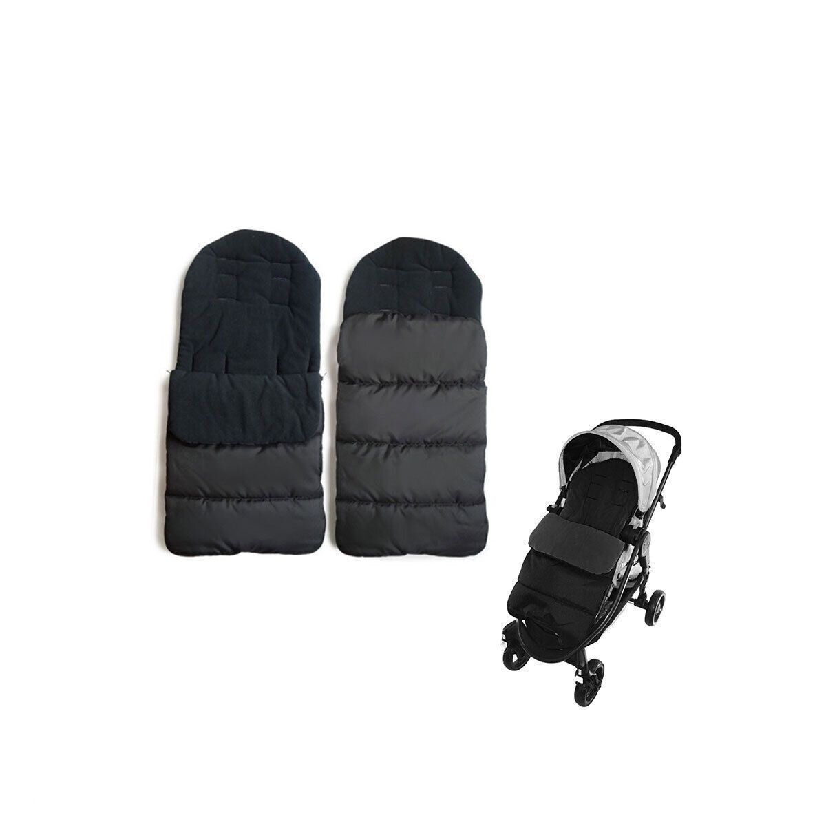 GENERICO - Saco Para Coche de Bebé Impermeable Con Forro Polar Negro