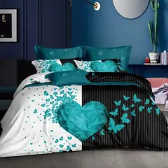 GENERICO - CUBRECAMA DELGADO GRANDE KING 250X270 ROUSS DUOCOLOR ESMERALDA CORAZON…