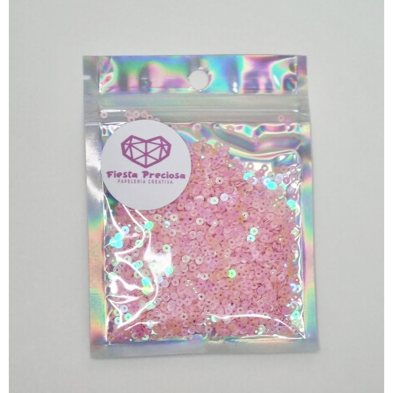GENERICO - Lentejuela Flores Rosadas Tornasol Color Pastel