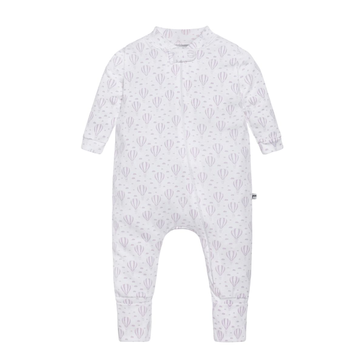 POMPON PIMA - Enterito Pijama bebé - Algodon Pima - Zipper - Globos Lila