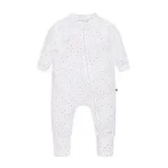 POMPON PIMA - Enterito Pijama bebé - Algodon Pima - Zipper - Corazones rosa