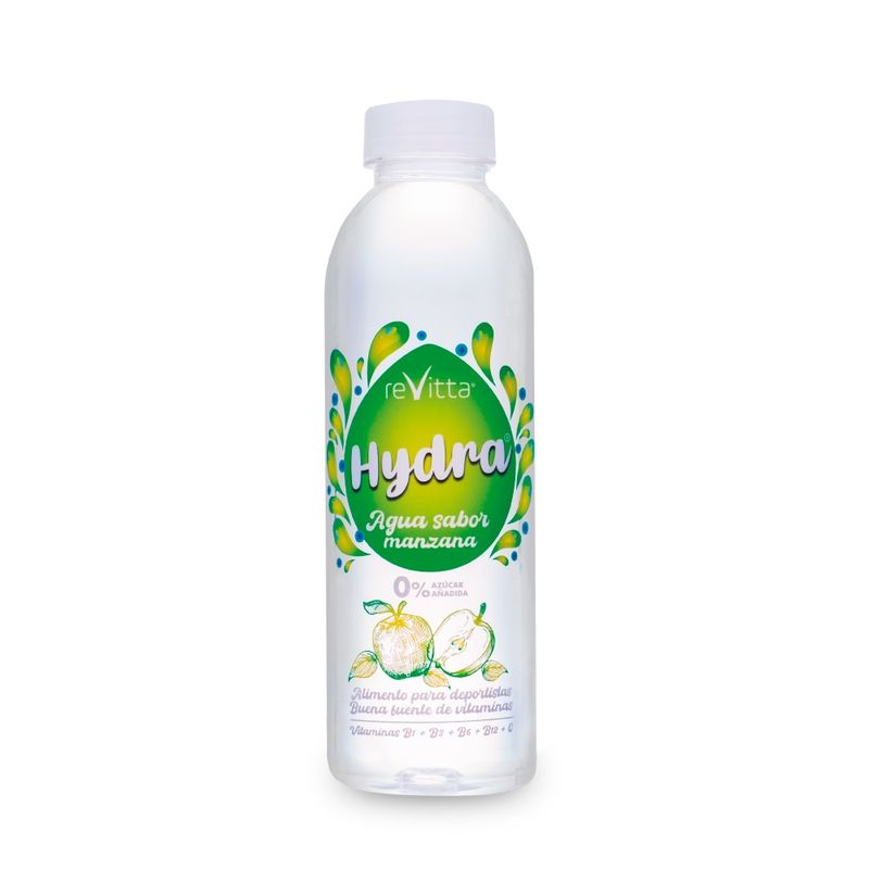 REVITTA WELLNESS - 12 Aguas saborizadas Manzana verde 0% Azúcar + Vitaminas 550 cc Hydra