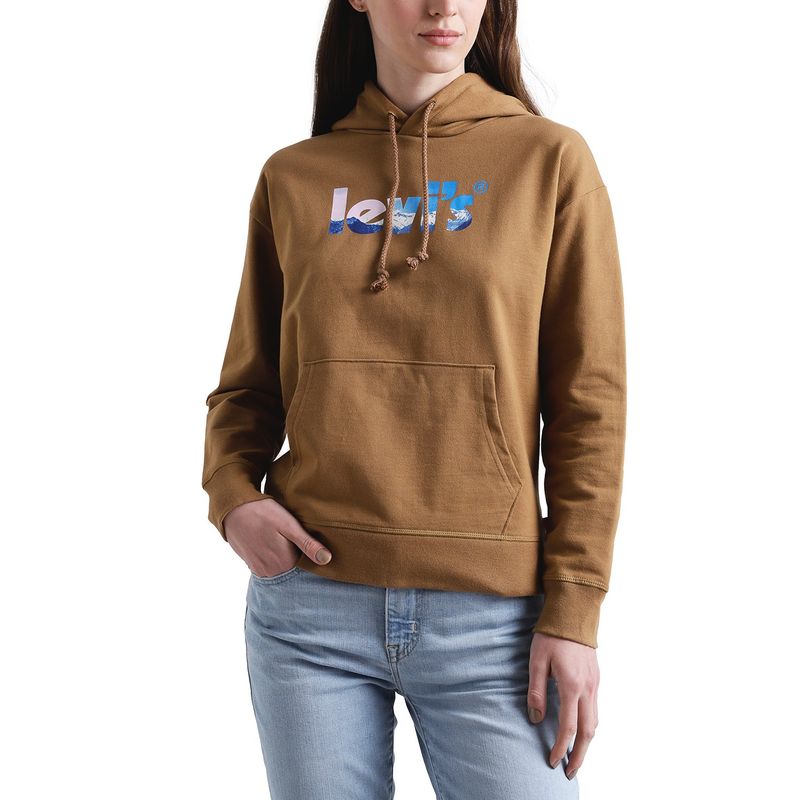 LEVIS - Polerón Mujer Gráfico Hoodie Logo Porter Café Levis