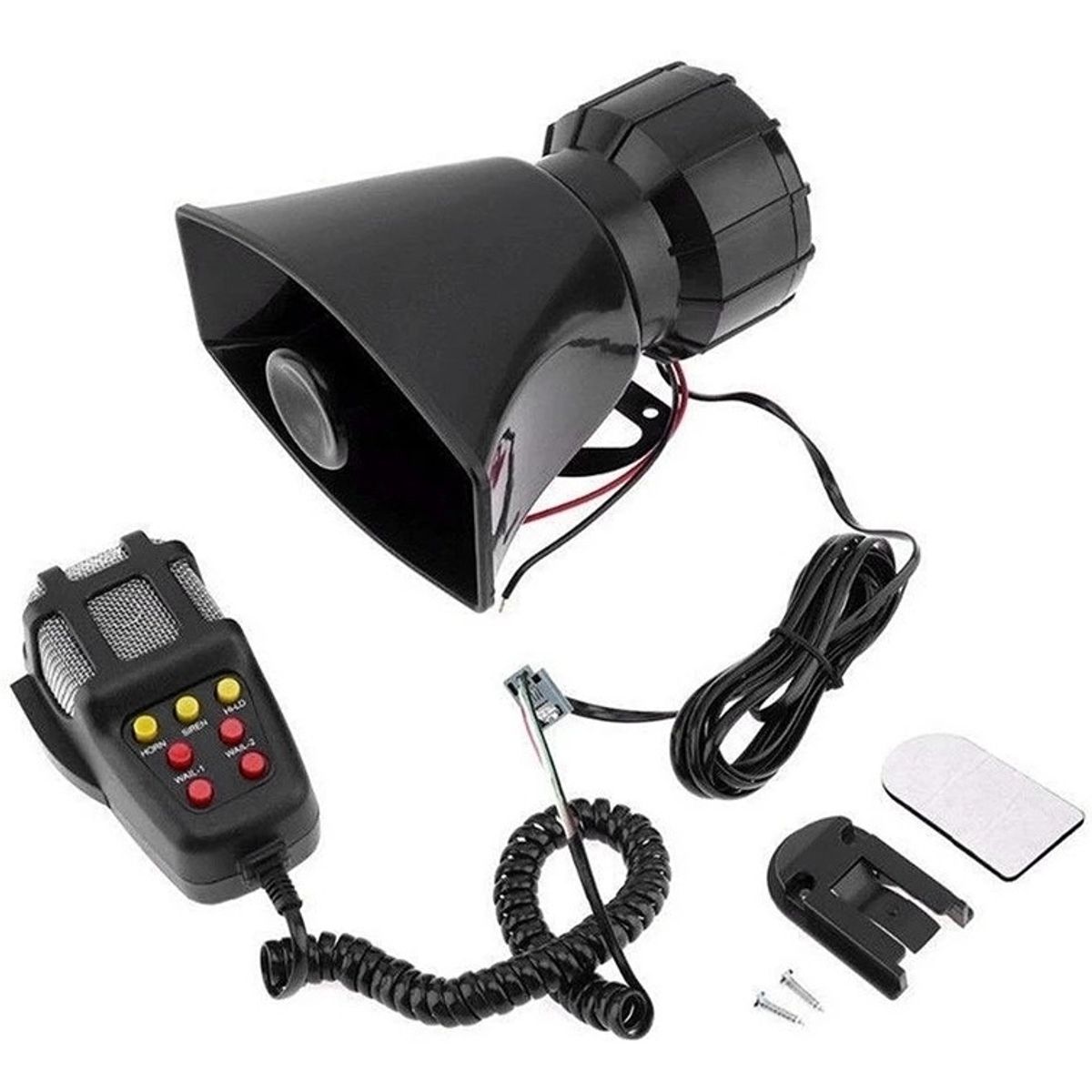 GENERICO - Bocina Policial Sirena Carabinero 7 Tonos Megafono 100w 12v