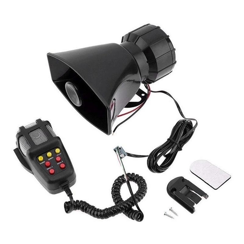 GENERICO - Bocina Policial Sirena Carabinero 7 Tonos Megafono 100w 12v
