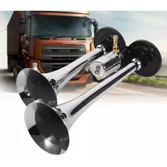 GENERICO - Bocina De Aire Doble Trompeta Cromado 12-24v Auto Camión