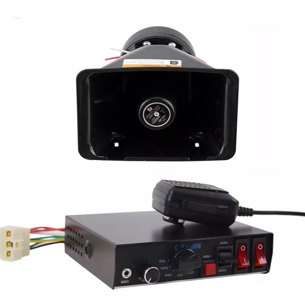 GENERICO - Bocina Policial 200wt Sirena Carabinero 9 Tonos Megáfono