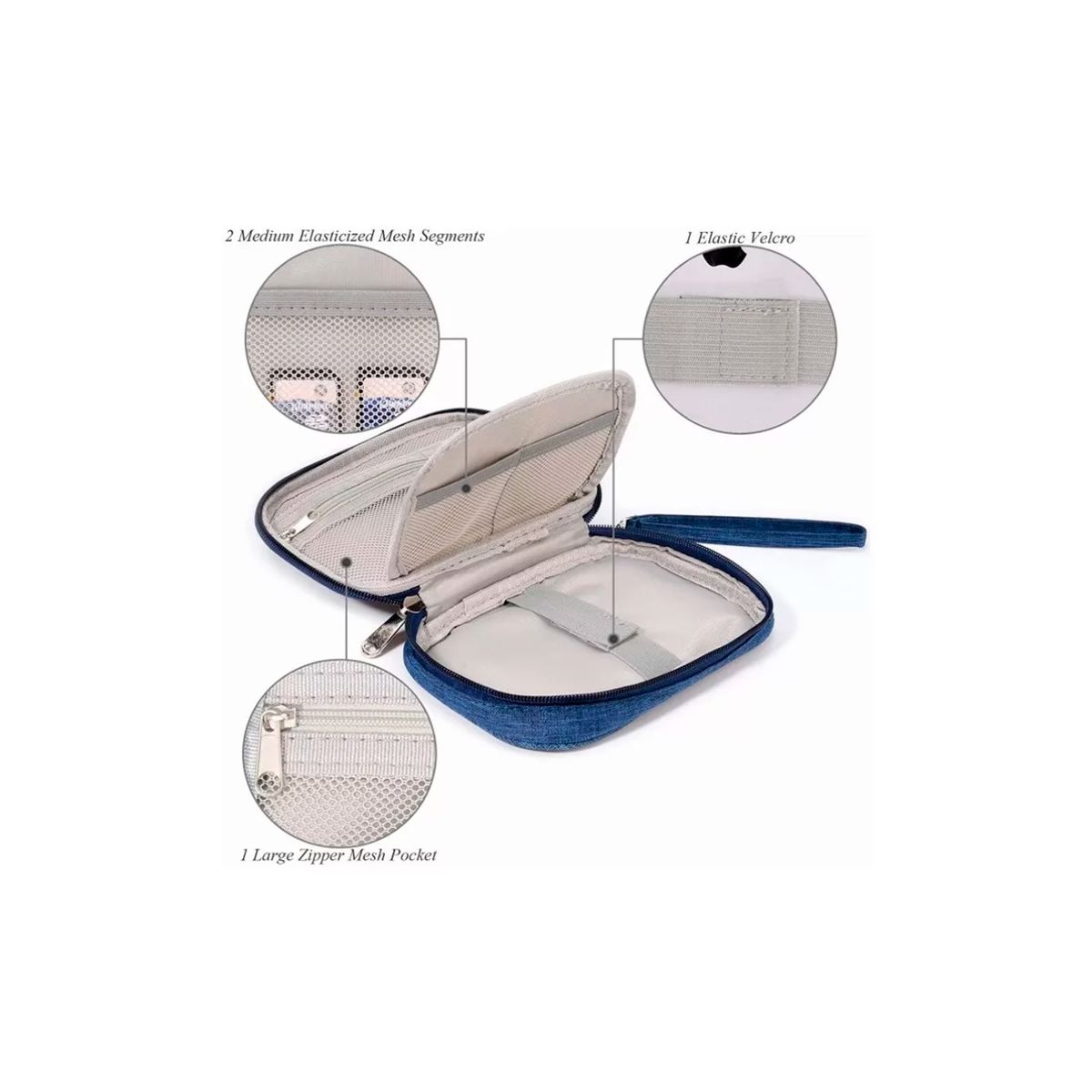 GENERICO - Bolso Organizador De Cables Con Compartimentos Azul