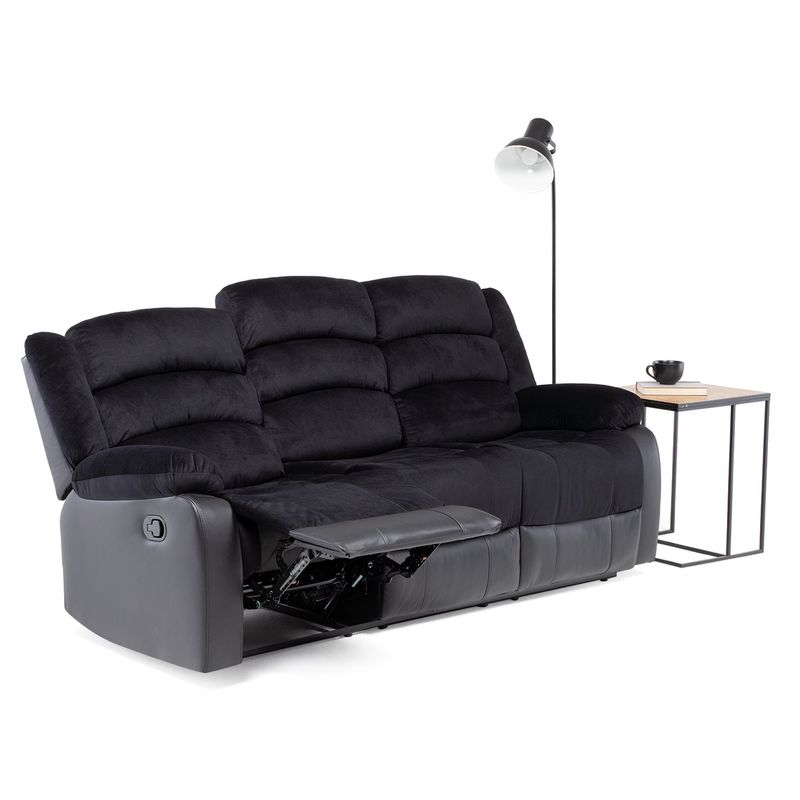 VYS SPA - SOFA RECLINABLE 3 CUERPOS BLACK VENOM + POSAVASOS DE ALUMINIO