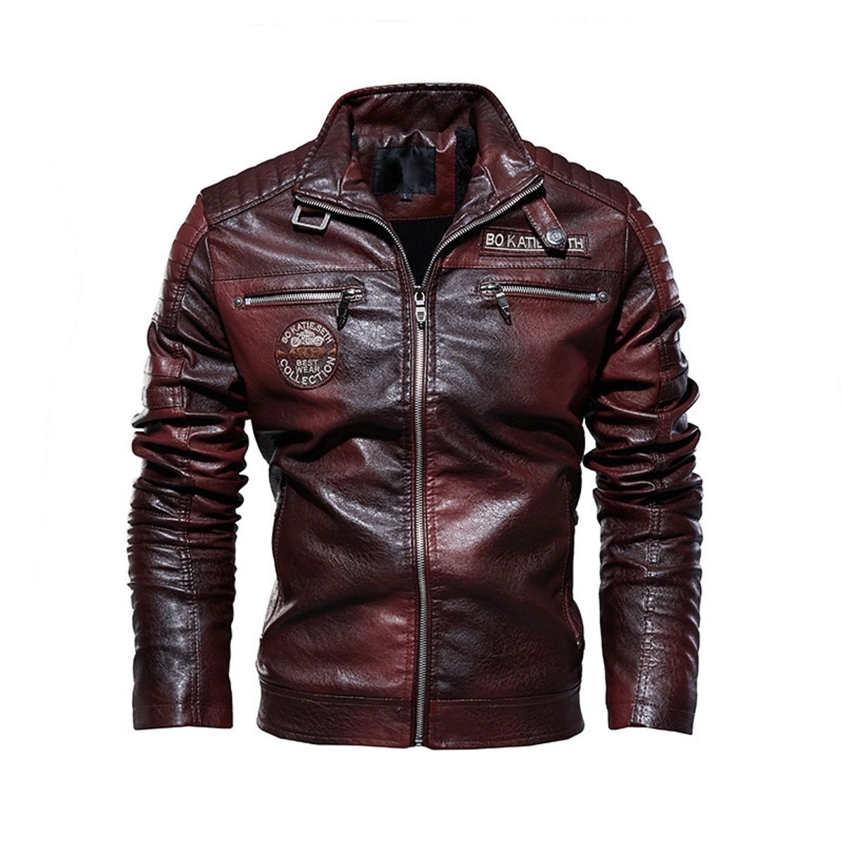 GENERICO - Hombre chaqueta de cuero biker suit coat-rojo.