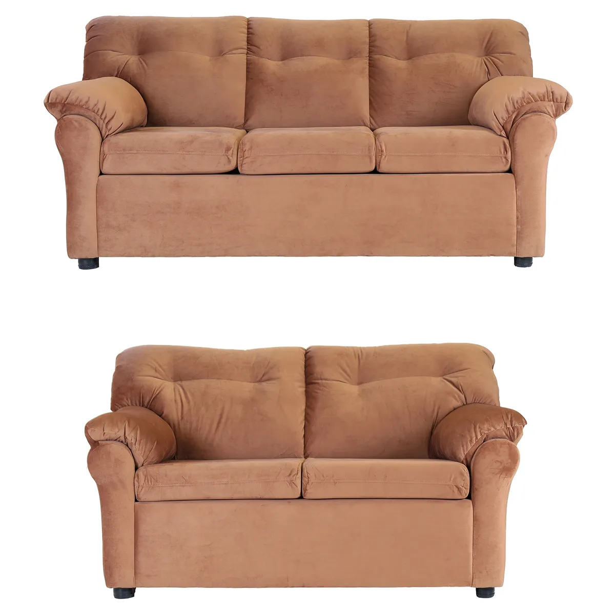 MUEBLES AMERICA - Living América 32 Tela Felpa  Tostado