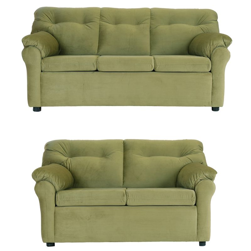 MUEBLES AMERICA - Living América 32 Tela Felpa  Verde Musgo