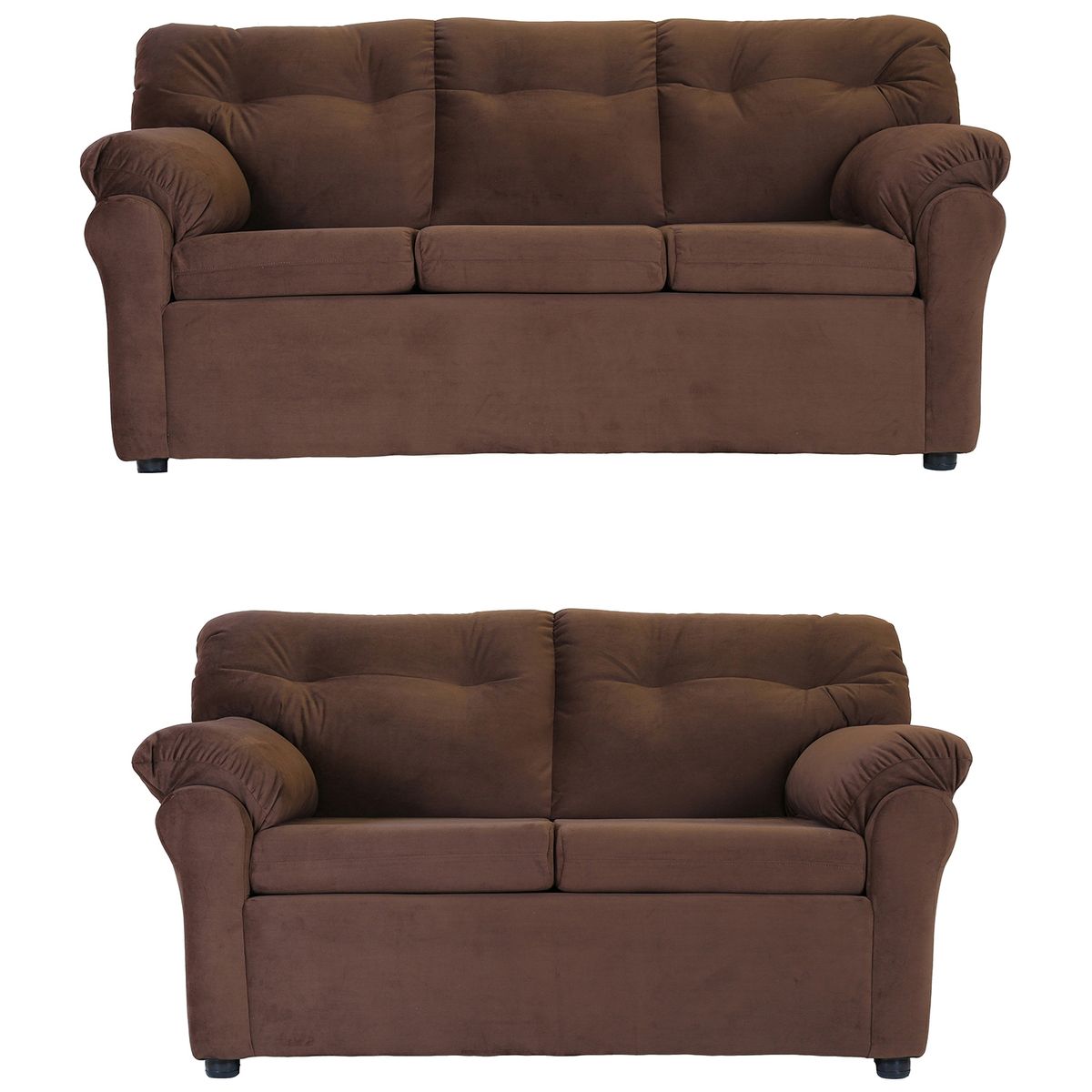 MUEBLES AMERICA - Living América 32 Tela Felpa  Chocolate