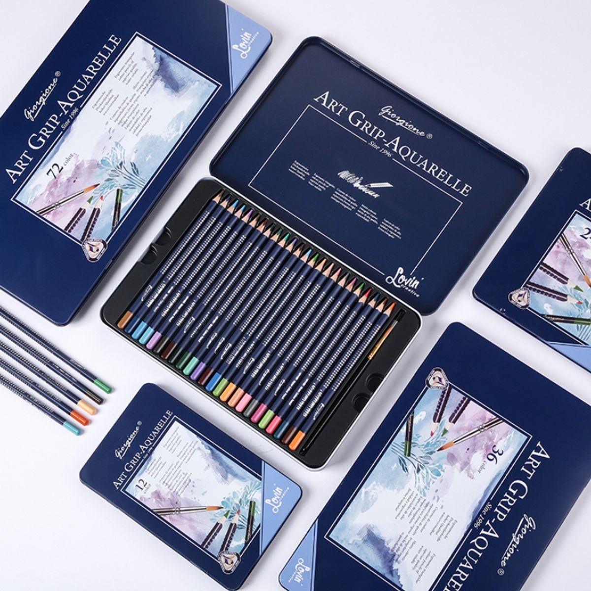 GIORGIONE - Caja metálica 24 lápices de colores acuarelables