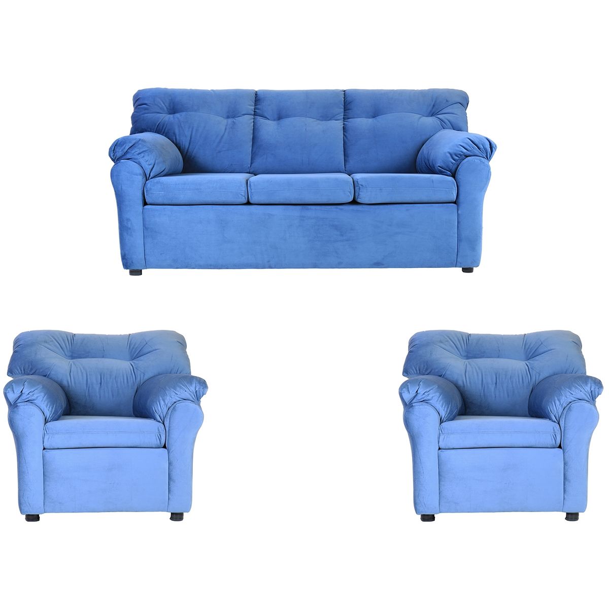 MUEBLES AMERICA - Living América 311 Tela Felpa  Azul Petróleo