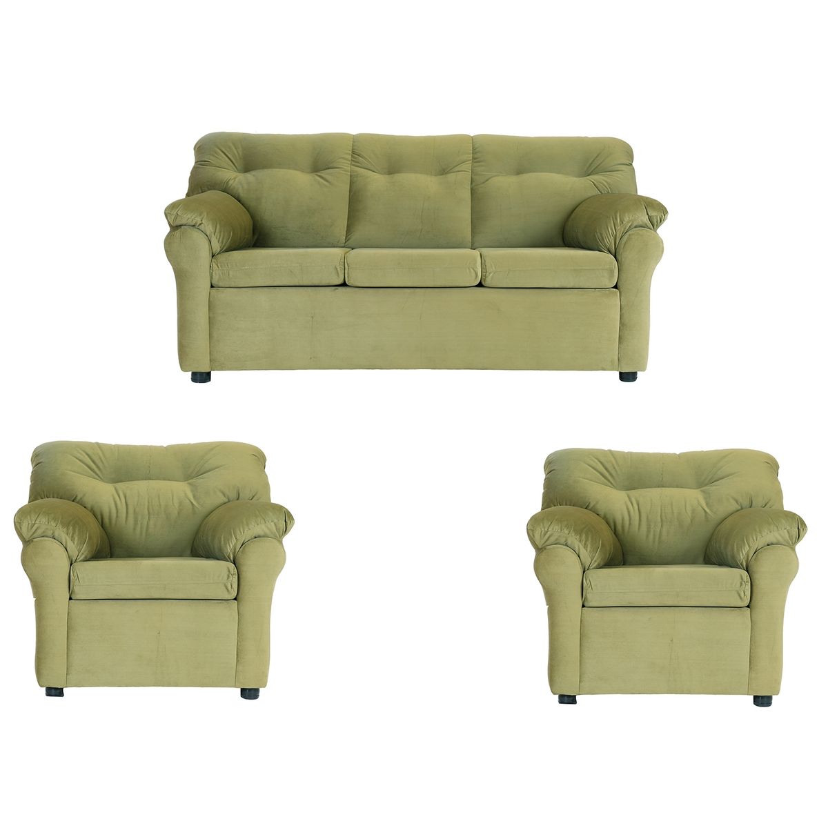 MUEBLES AMERICA - Living América 311 Tela Felpa  Verde Musgo