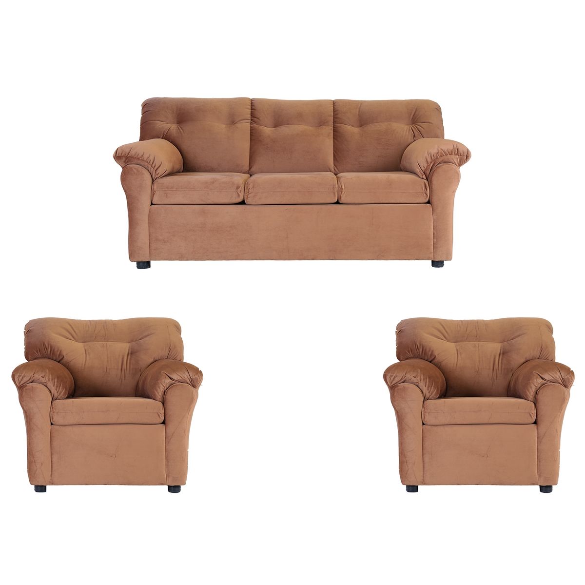 MUEBLES AMERICA - Living América 311 Tela Felpa  Tostado