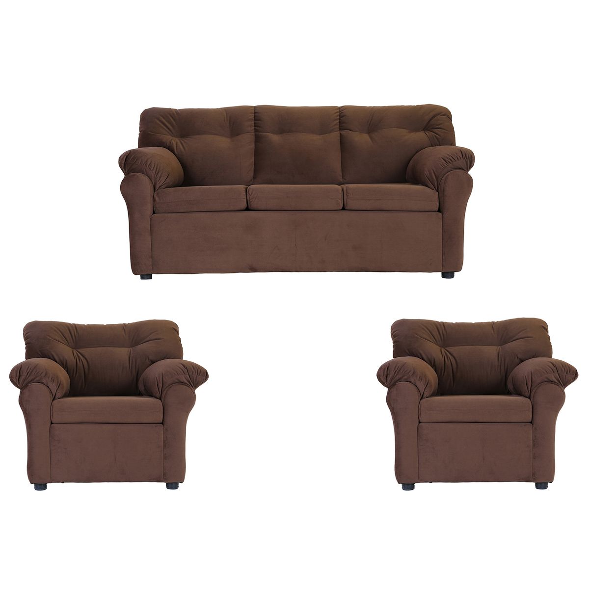 MUEBLES AMERICA - Living América 311 Tela Felpa  Chocolate