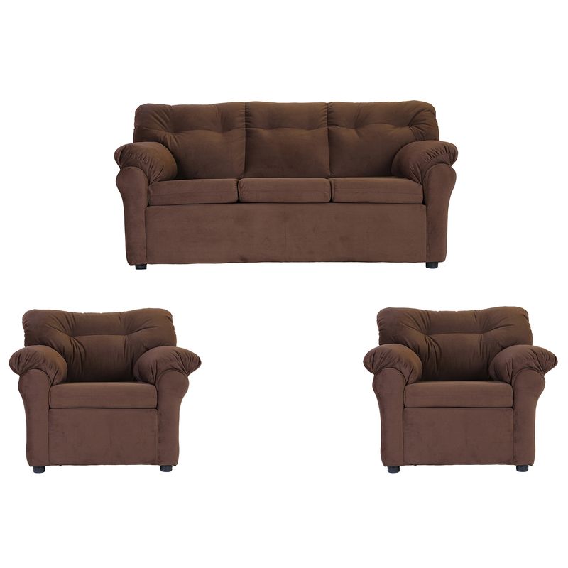 MUEBLES AMERICA - Living América 311 Tela Felpa  Chocolate