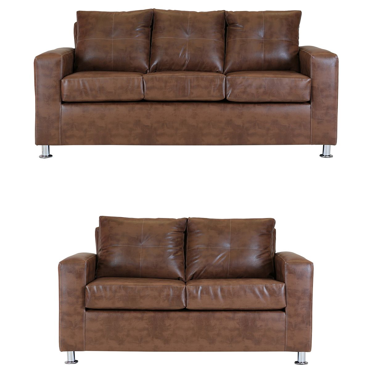 MUEBLES AMERICA - Living George 32 Cuero PU Caramelo