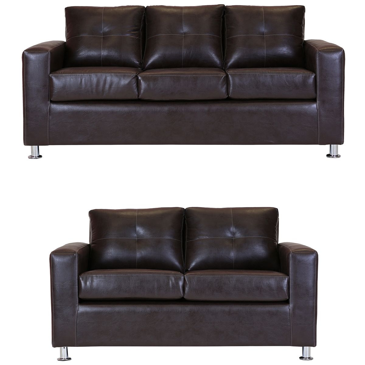 MUEBLES AMERICA - Living George 32 Cuero PU Café Moro