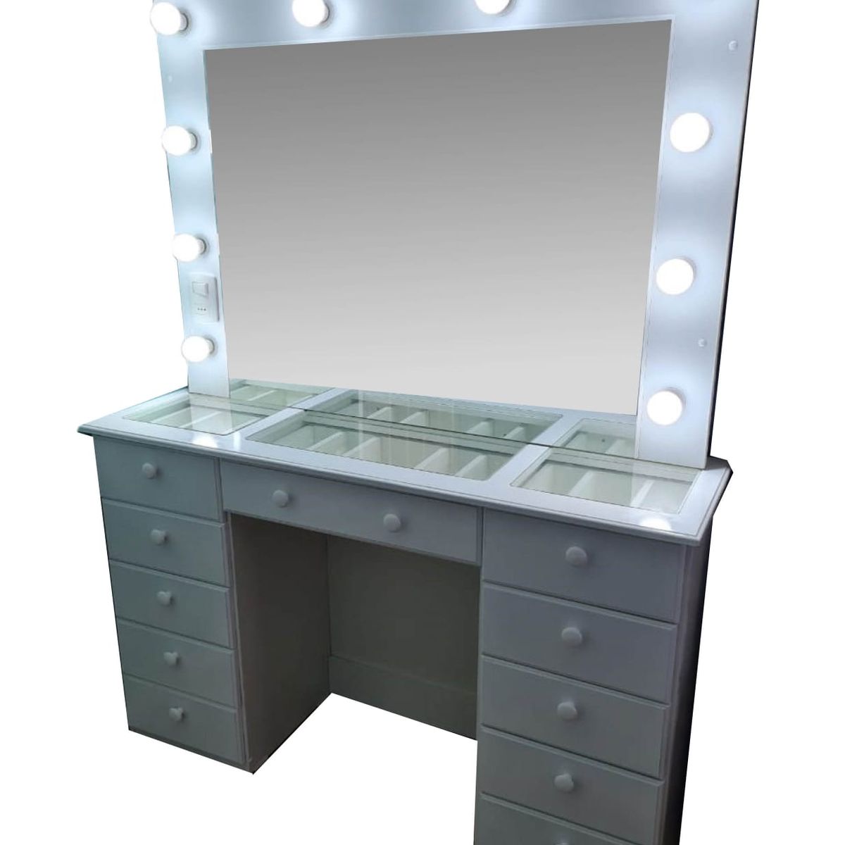 GENERICO - TOCADOR CON LUCES ESTILO HOLLYWOOD CREAFAVA CON 11 CAJONES 133 MT