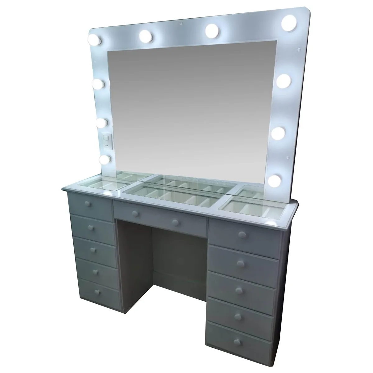 GENERICO - TOCADOR CON LUCES ESTILO HOLLYWOOD CREAFAVA CON 11 CAJONES 133 MT