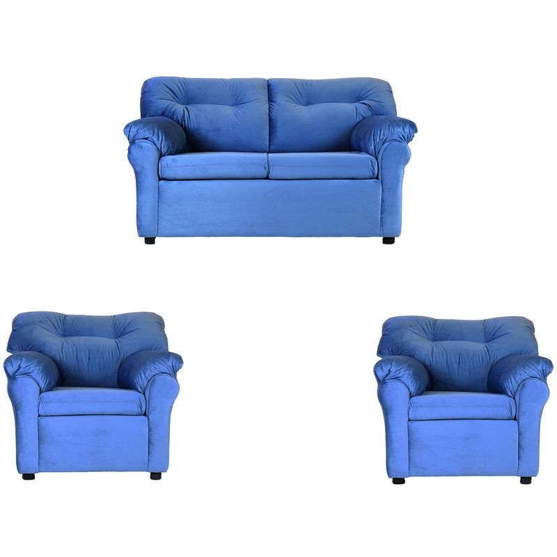 MUEBLES AMERICA - Living América 211 Tela Felpa Azul Petróleo