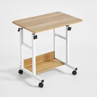 Mesa Escritorio para Computador Plegable Roble Oficina con Ruedas